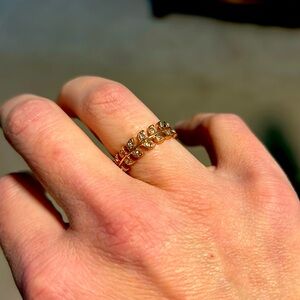 Rose gold colored leaf ring